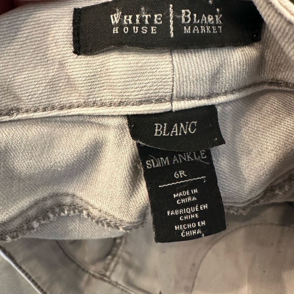 White House Black Market Soft Gray Slim Ankle Jeans - Picture 3 of 3